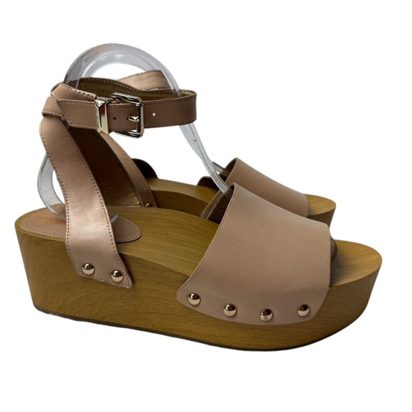 Sam Edelman Brynn Women SZ 8.5 Clog Studded Leather Wood Block Ankle Strap 38.5 - Picture 2 of 12